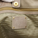 PRADA Tote Bag Leather 2way Beige Auth 188056-20