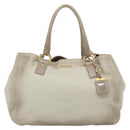 PRADA Tote Bag Leather 2way Beige Auth 188056-13