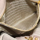 PRADA Tote Bag Leather 2way Beige Auth 188056-24