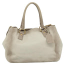 PRADA Tote Bag Leather 2way Beige Auth 188056-2