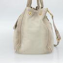 PRADA Tote Bag Leather 2way Beige Auth 188056-3