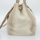 PRADA Tote Bag Leather 2way Beige Auth 188056-4