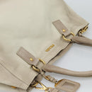 PRADA Tote Bag Leather 2way Beige Auth 188056-6