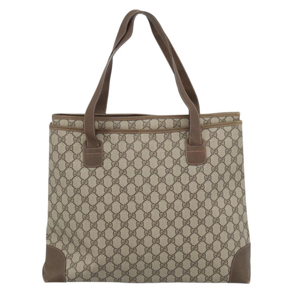 GUCCI GG Supreme Tote Bag PVC Beige Auth 188057