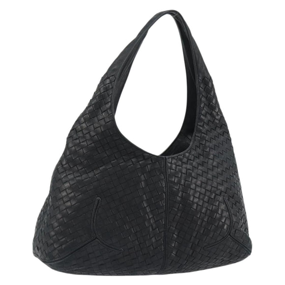 BOTTEGA VENETA INTRECCIATO Hobo Shoulder Bag Leather Black 145552 Auth 188067