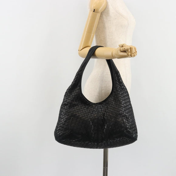 BOTTEGA VENETA INTRECCIATO Hobo Shoulder Bag Leather Black 145552 Auth 188067