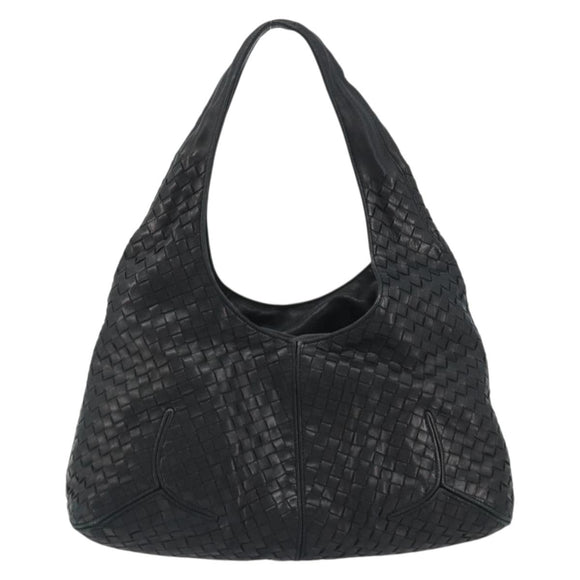 BOTTEGA VENETA INTRECCIATO Hobo Shoulder Bag Leather Black 145552 Auth 188067