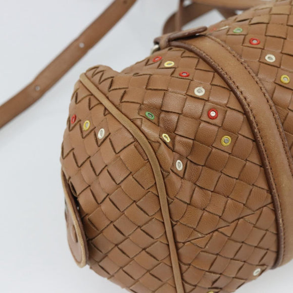 BOTTEGA VENETA INTRECCIATO Shoulder Bag Leather Brown Auth 188068A