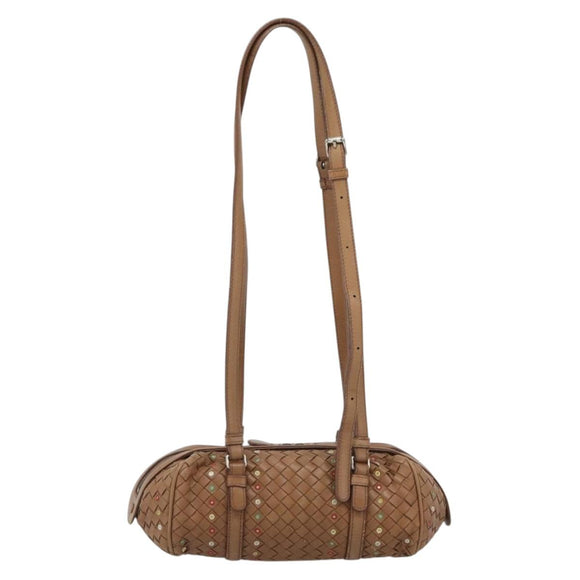 BOTTEGA VENETA INTRECCIATO Shoulder Bag Leather Brown Auth 188068A