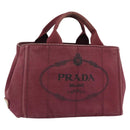 PRADA Canapa PM Hand Bag Canvas Bordeaux Auth 188079-1