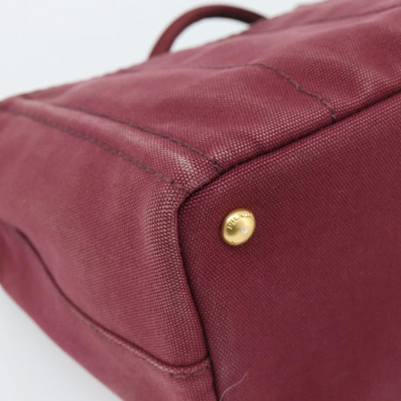 PRADA Canapa PM Hand Bag Canvas Bordeaux Auth 188079