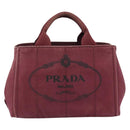 PRADA Canapa PM Hand Bag Canvas Bordeaux Auth 188079-13