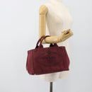 PRADA Canapa PM Hand Bag Canvas Bordeaux Auth 188079-22