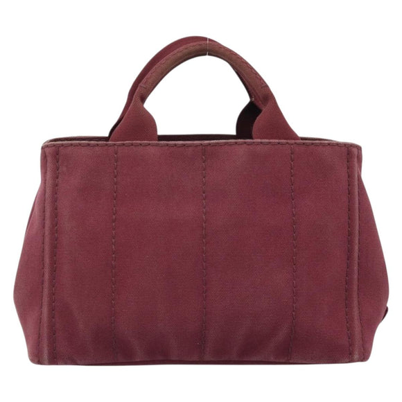 PRADA Canapa PM Hand Bag Canvas Bordeaux Auth 188079