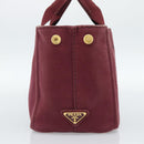 PRADA Canapa PM Hand Bag Canvas Bordeaux Auth 188079-3