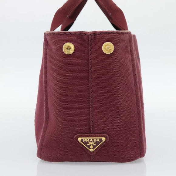 PRADA Canapa PM Hand Bag Canvas Bordeaux Auth 188079