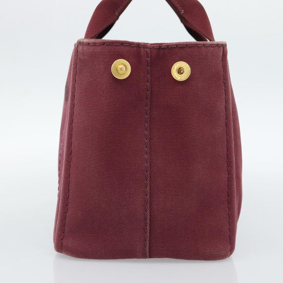 PRADA Canapa PM Hand Bag Canvas Bordeaux Auth 188079