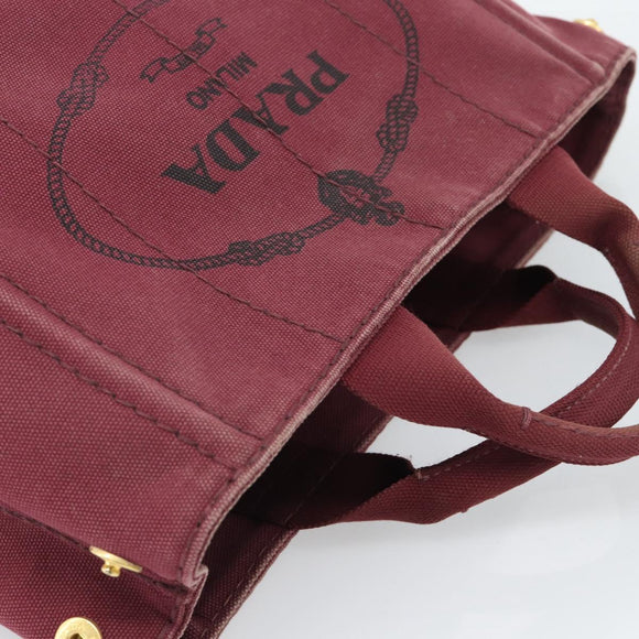 PRADA Canapa PM Hand Bag Canvas Bordeaux Auth 188079