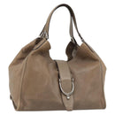 GUCCI Horsebit Hand Bag Leather Beige Auth 188082A-1