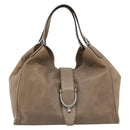 GUCCI Horsebit Hand Bag Leather Beige Auth 188082A-13