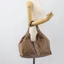 GUCCI Horsebit Hand Bag Leather Beige Auth 188082A-21