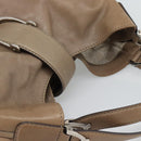 GUCCI Horsebit Hand Bag Leather Beige Auth 188082A-6