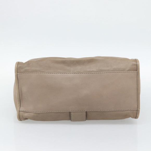GUCCI Horsebit Hand Bag Leather Beige Auth 188082A