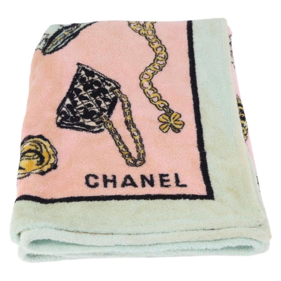 CHANEL Beach Towel Cotton Multicolor CC Auth 188084