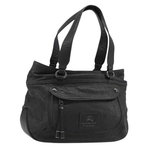 BURBERRY Tote Bag Leather Black Auth 188086A