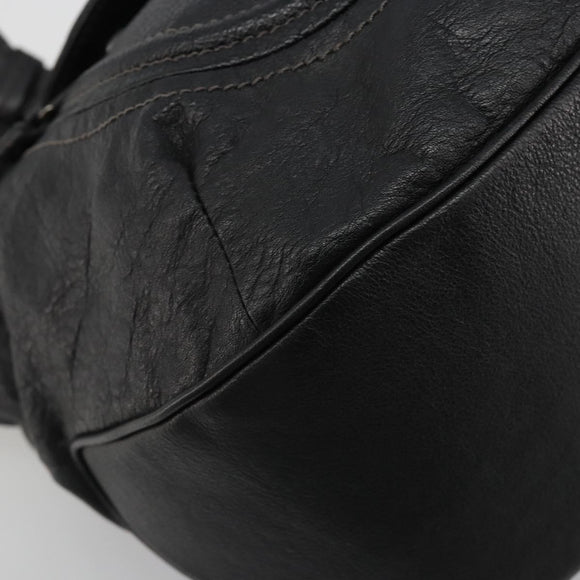 BURBERRY Tote Bag Leather Black Auth 188086A