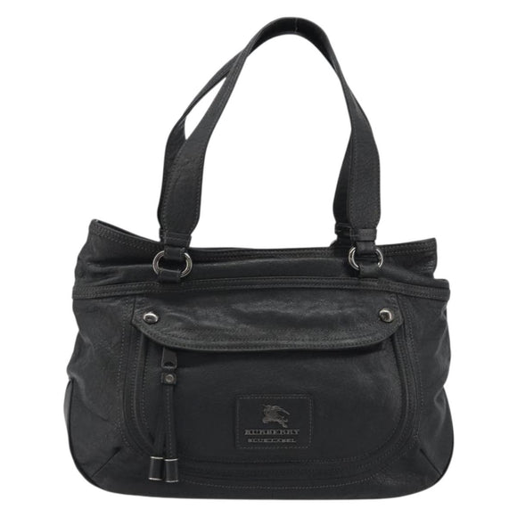 BURBERRY Tote Bag Leather Black Auth 188086A