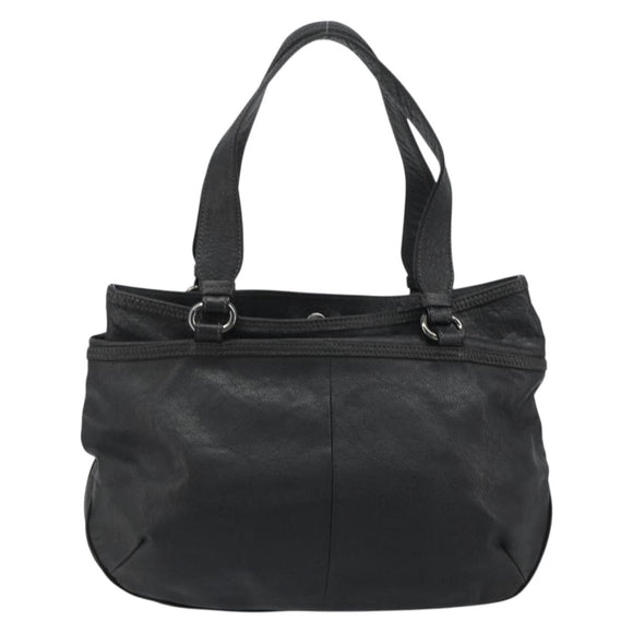 BURBERRY Tote Bag Leather Black Auth 188086A