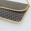 Christian Dior Trotter Canvas Chain Shoulder Bag Navy Gold Auth 188088A-10