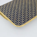Christian Dior Trotter Canvas Chain Shoulder Bag Navy Gold Auth 188088A-13