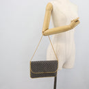 Christian Dior Trotter Canvas Chain Shoulder Bag Navy Gold Auth 188088A-18
