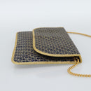 Christian Dior Trotter Canvas Chain Shoulder Bag Navy Gold Auth 188088A-5