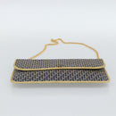 Christian Dior Trotter Canvas Chain Shoulder Bag Navy Gold Auth 188088A-9