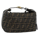 FENDI Zucca Canvas Hand Bag Black Brown Auth 188089-1