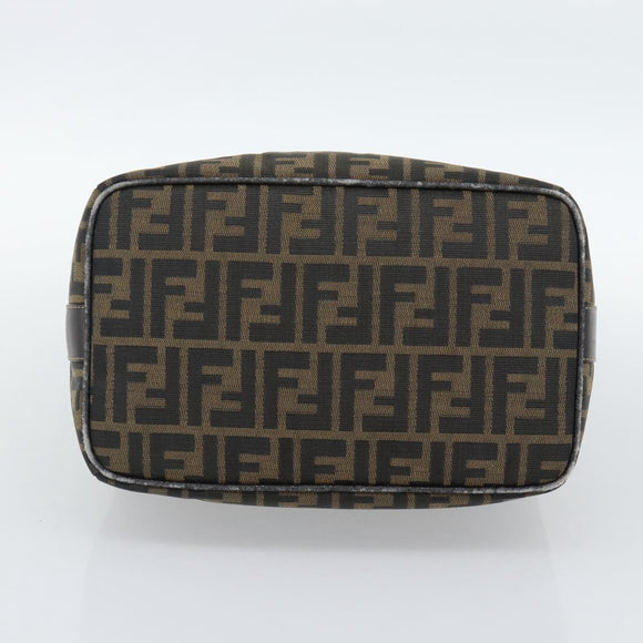 FENDI Zucca Canvas Hand Bag Black Brown Auth 188089