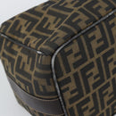 FENDI Zucca Canvas Hand Bag Black Brown Auth 188089-16