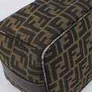 FENDI Zucca Canvas Hand Bag Black Brown Auth 188089-10
