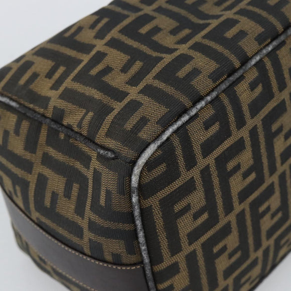 FENDI Zucca Canvas Hand Bag Black Brown Auth 188089