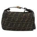 FENDI Zucca Canvas Hand Bag Black Brown Auth 188089-13