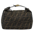 FENDI Zucca Canvas Hand Bag Black Brown Auth 188089-2