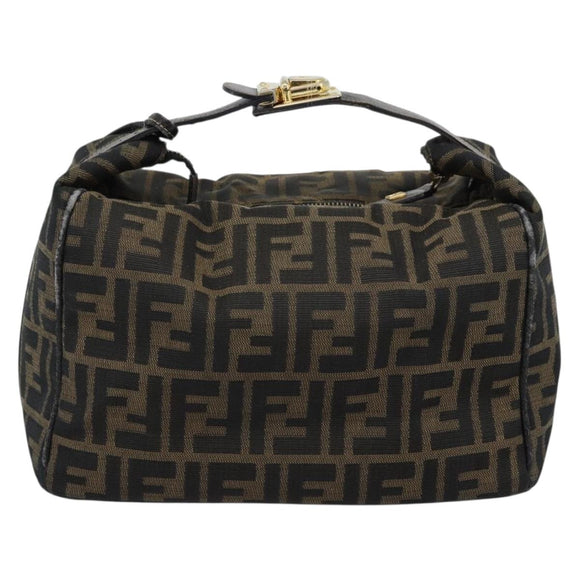 FENDI Zucca Canvas Hand Bag Black Brown Auth 188089