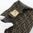 FENDI Zucca Canvas Hand Bag Black Brown Auth 188089-6