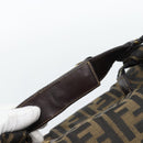 FENDI Zucca Canvas Hand Bag Black Brown Auth 188089-14