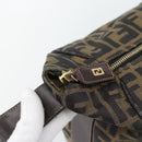 FENDI Zucca Canvas Hand Bag Black Brown Auth 188089-7