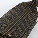 FENDI Zucca Canvas Hand Bag Black Brown Auth 188089-8
