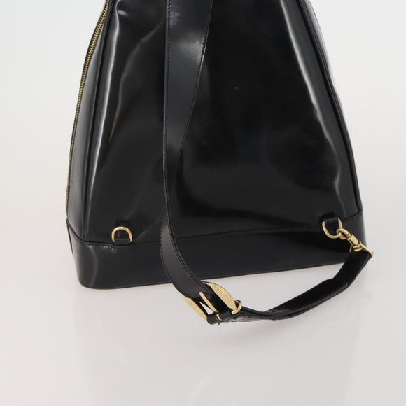 GUCCI Bamboo Body Bag Patent leather Black Auth 188102